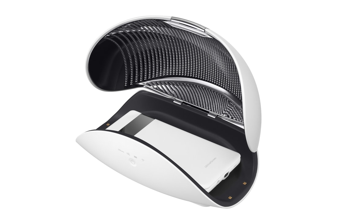 LG Футляр для хранения и зарядки индивидуального очистителя LG Puricare™, Открытый вид с правой стороны кейса с мобильным телефоном1, PWKAUW01, thumbnail 13