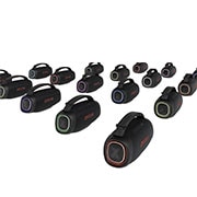 LG XBOOM Go XG8T, Большое количество LG XBOOM Go, расположенных левым динамиком вперед, имеют разные цвета подсветки, XG8T, thumbnail 9