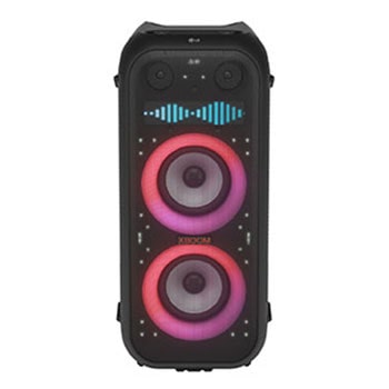 Вид спереди со всей включенной подсветкой. На панели дисплея в стиле пиксель-арт отображается звуковой эквалайзер.1