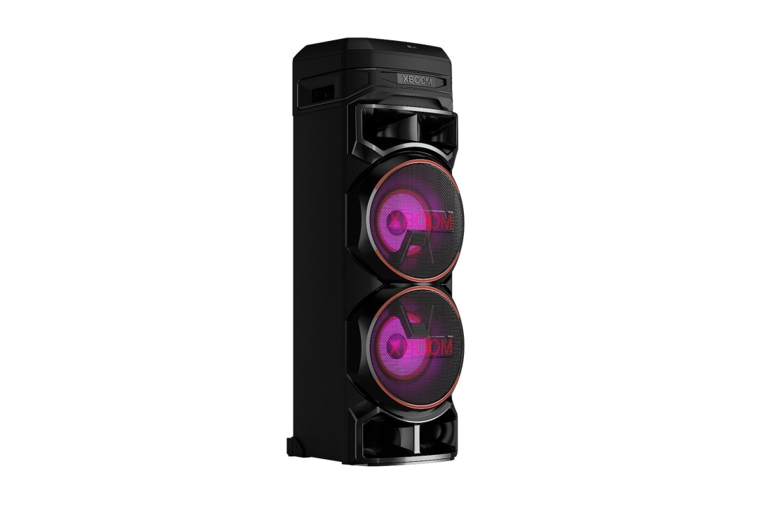 LG Аудиосистема LG XBOOM RNC9, вид справа под углом 30 градусов с фиолетовой подсветкой, RNC9, thumbnail 4