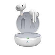 LG Беспроводные наушники LG TONE-FP9W | белые, Вид спереди открытого футляра с проплывающими наушниками., TONE-FP9W, thumbnail 2