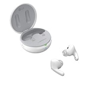 LG Беспроводные наушники LG TONE-FP9W | белые, Вид открытого футляра под углом 15 градусов с расположенными перед ним обоими наушниками., TONE-FP9W, thumbnail 12