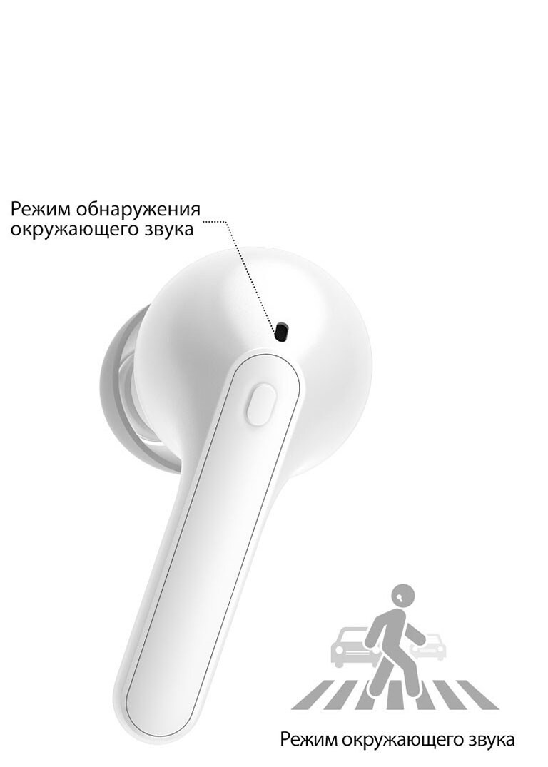 На экране демонстрируется изображение задней части белой амбушюры с увеличенным фрагментом. В отверстии, образованном за амбушюрой, находится фраза «Режим обнаружения окружающего звука».