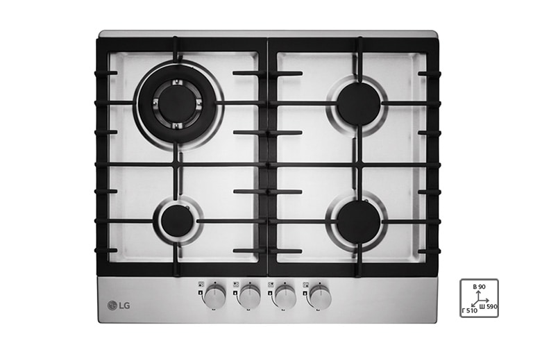 LG Встраиваемая газовая панель LG HU641DAG | 590 x 90 x 510 мм | 4 конфорки | Конфорка с двойным пламенем, HU641DAG, thumbnail 1