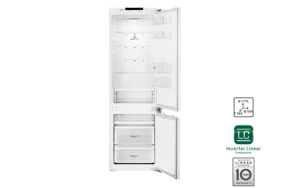 LG Объем 292л | Встраиваемый холодильник | Total No Frost, Multi Air Flow, Moist Balance Crisper, GR-N266LLD