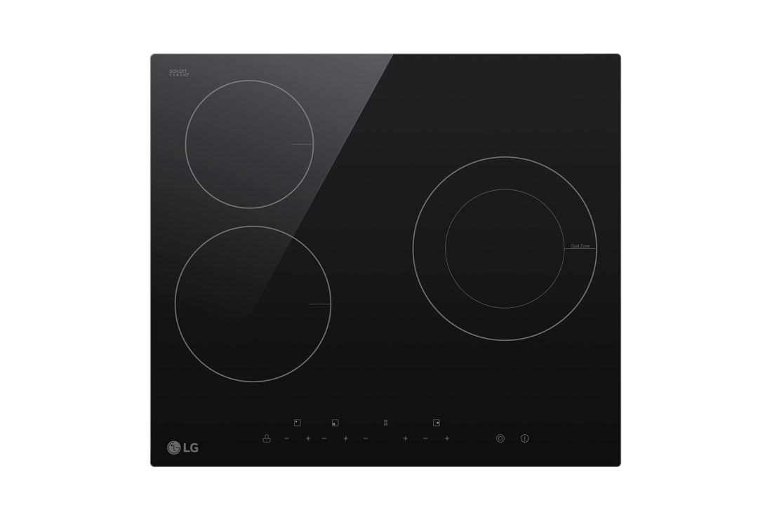 LG Электрическая варочная панель LG CBEZ2413B | 590 x 55 x 520 мм | 3 зоны нагрева | Сенсорное управление, CBEZ2413B