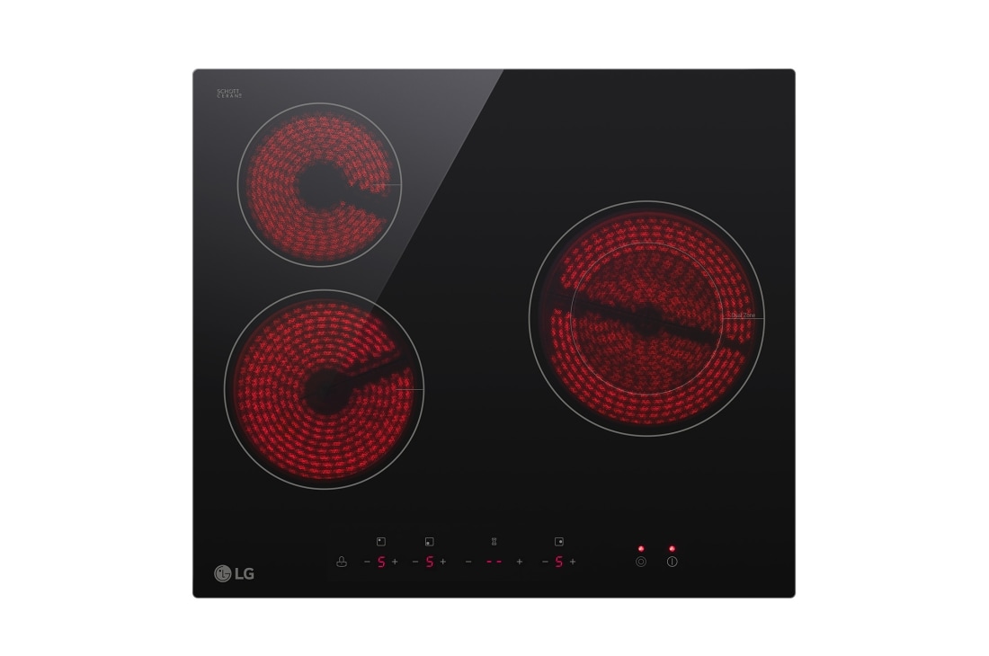 LG Электрическая варочная панель LG CBEZ2413B | 590 x 55 x 520 мм | 3 зоны нагрева | Сенсорное управление, CBEZ2413B, thumbnail 2