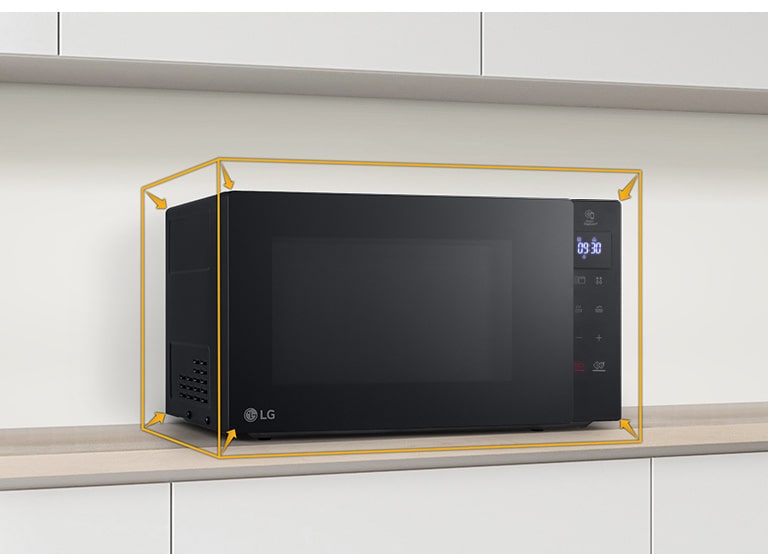 Вокруг продукта изображена графика, состоящая из линий, отображающих более компактные габариты продукта.