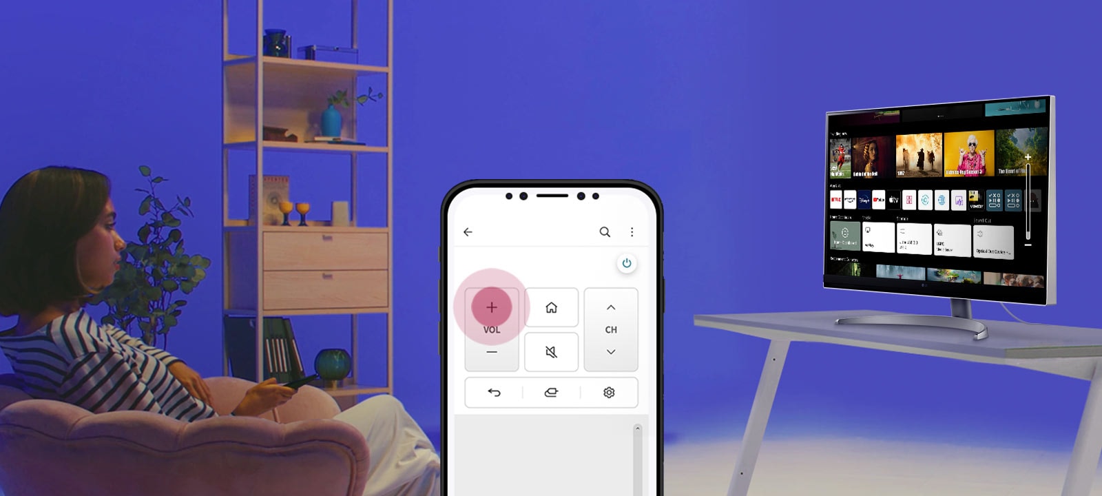 Простое управление с помощью приложения LG ThinQ и пульта Magic Remote.