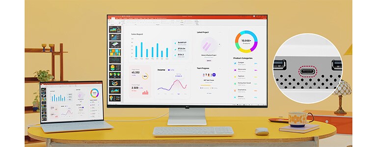 Порты USB Type-C™ позволяют использовать дисплей 4K, передавать данные и заряжать подключенные устройства (до 65 Вт) по одному кабелю.