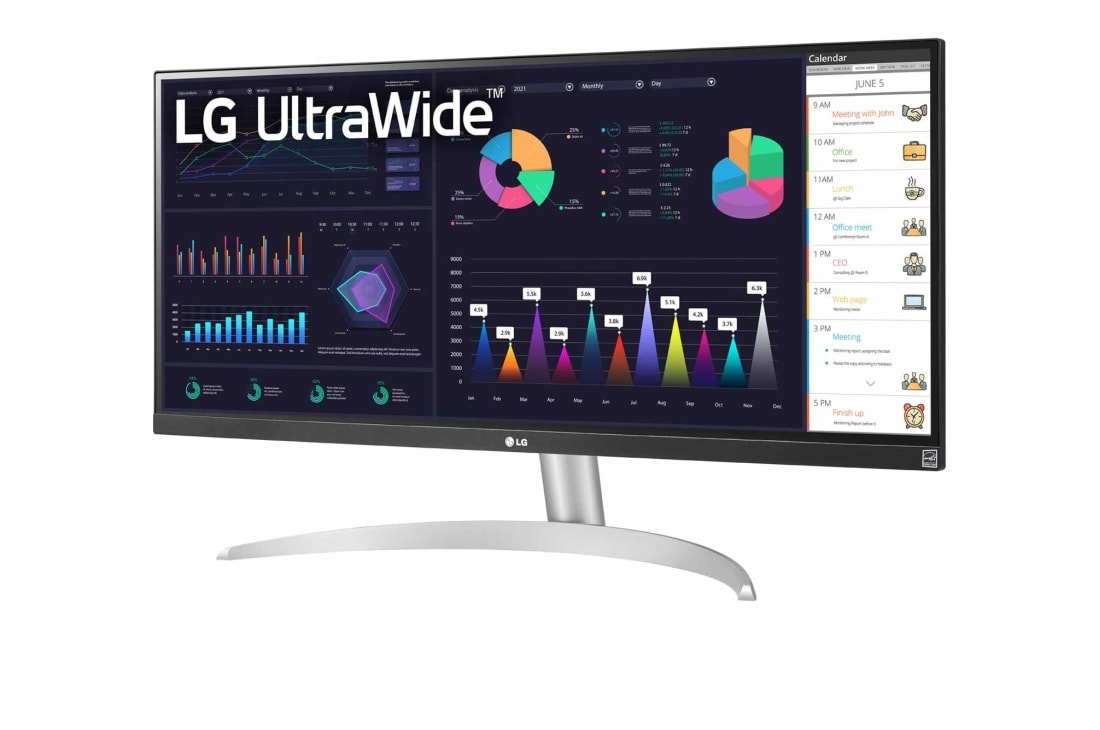 LG Монитор 29'' UltraWide™ Full HD IPS LG 29WQ600-W | 21:9 | AMD FreeSync™, вид сбоку под углом -15 градусов, 29WQ600-W, thumbnail 2