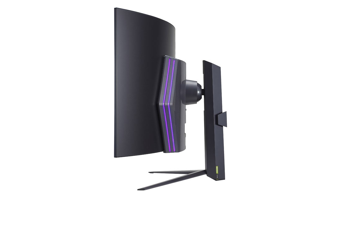 LG 45'' изогнутый игровой OLED WQHD монитор 45GR95QE-B UltraGear™, вид сбоку со светящимися индикаторами, 45GR95QE-B, thumbnail 5