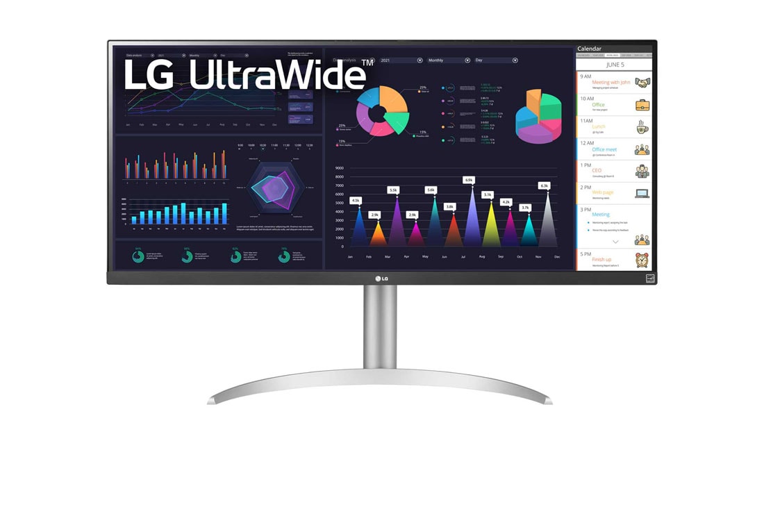 LG 34'' 21:9 Full HD IPS монитор UltraWide™ с AMD FreeSync™, вид спереди, 34WQ650-W