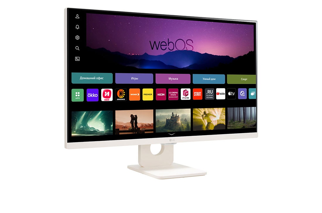 LG Монитор 27'' Full HD IPS MyView Smart Monitor LG 27SR50F-W | webOS, вид сбоку +15 градусов, 27SR50F-W, thumbnail 3