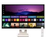 LG Монитор 27'' Full HD IPS MyView Smart Monitor LG 27SR50F-W | webOS, вид спереди с пультом дистанционного управления, 27SR50F-W, thumbnail 1