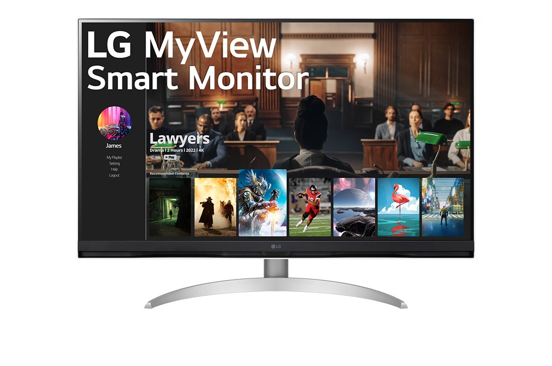 LG Монитор 32'' MyView 4K UHD Smart Monitor LG 32SQ700S-W | webOS, вид спереди, 32SQ700S-W