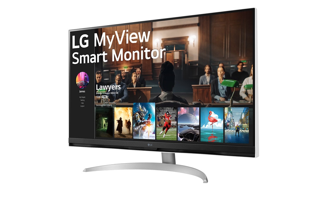 LG Монитор 32'' MyView 4K UHD Smart Monitor LG 32SQ700S-W | webOS, вид сбоку -15 градусов, 32SQ700S-W, thumbnail 2