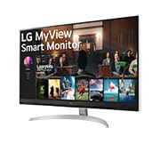 LG Монитор 32'' MyView 4K UHD Smart Monitor LG 32SQ700S-W | webOS, вид сбоку -15 градусов, 32SQ700S-W, thumbnail 2
