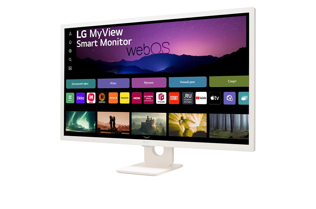 LG Монитор 32'' MyView Full HD IPS Smart Monitor LG 32SR50F-W | webOS, вид сбоку -15 градусов, 32SR50F-W, thumbnail 2