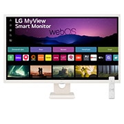LG Монитор 32'' MyView Full HD IPS Smart Monitor LG 32SR50F-W | webOS, вид спереди с пультом дистанционного управления, 32SR50F-W, thumbnail 1