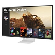 LG Монитор 43'' 4K UHD IPS Smart Display LG 43SQ700S-W | webOS, вид сбоку -15 градусов, 43SQ700S-W, thumbnail 3