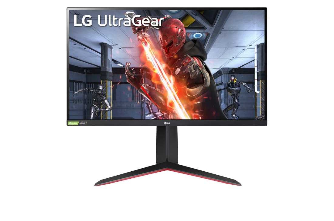LG Игровой монитор UltraGear™ Full HD IPS 1ms (GtG) 27 дюймов с поддержкой NVIDIA® G-SYNC® , вид спереди, 27GN65R-B