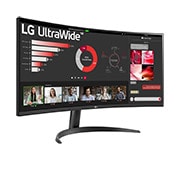 LG Изогнутый монитор 34'' UltraWide™ QHD LG 34WR50QC-B | FreeSync™ | 21:9, вид сбоку под углом +30 градусов, 34WR50QC-B, thumbnail 4