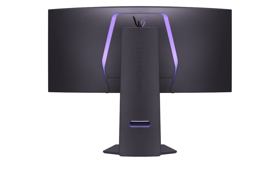 LG Изогнутый игровой монитор 34'' UltraGear™ OLED LG 34GS95QE-B | 21:9, вид сзади со светящимися индикаторами, 34GS95QE-B, thumbnail 8