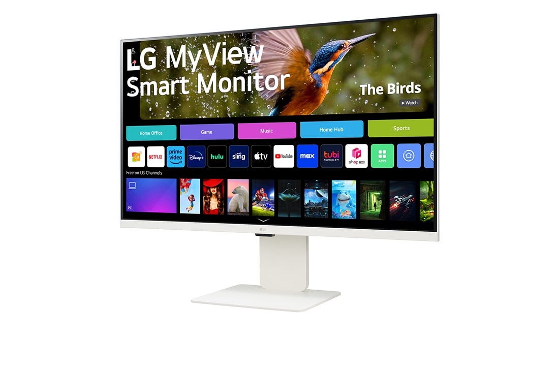 LG Монитор 32'' MyView 4K UHD IPS Smart Monitor LG 32SR83U-W | webOS, вид сбоку под углом -15 градусов, 32SR83U-W, thumbnail 3