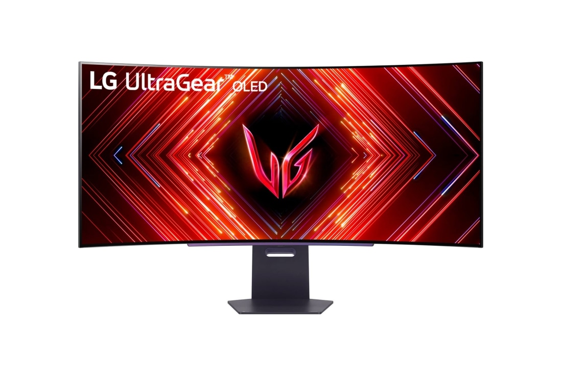 LG 45-дюймовый изогнутый игровой OLED-монитор UltraGear™ | 800R, DisplayHDR True Black 400, 240 Гц, 0,03 мс (GtG), передний план, 45GS95QE-B