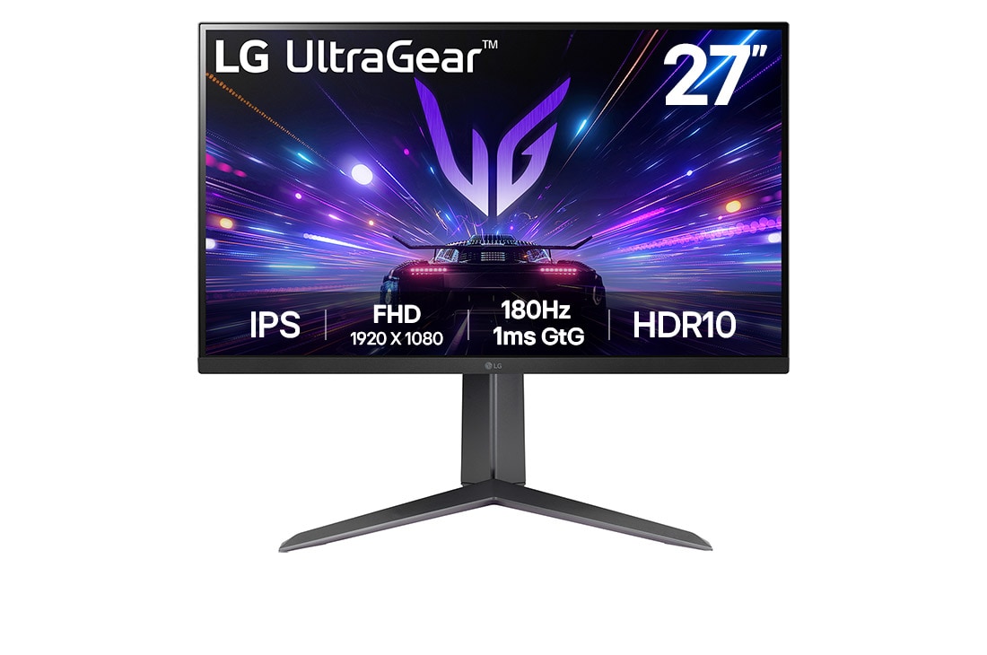 LG Игровой монитор 27'' UltraGear™ Full HD IPS LG 27GS65F-B | 180Hz, вид спереди, 27GS65F-B