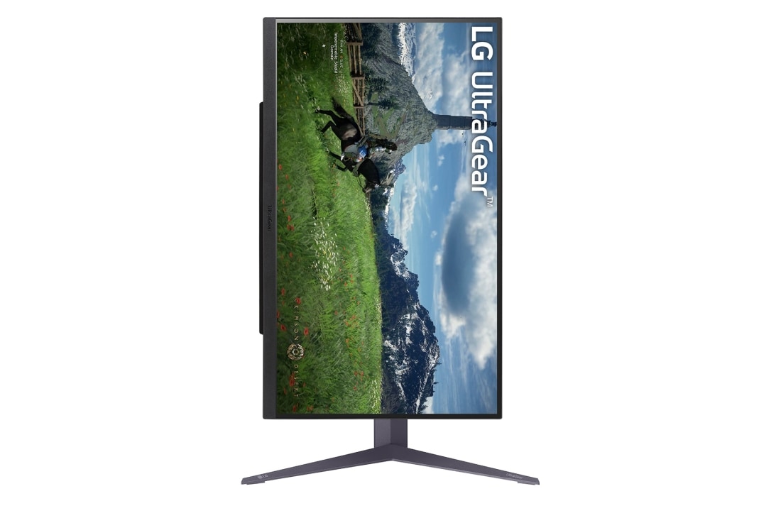 LG Игровой монитор 27'' UltraGear™ QHD Nano IPS LG 27GS85Q-B | 180Hz, вид спереди дисплея, поворачивающегося на 90 градусов в портретный режим, 27GS85Q-B, thumbnail 10