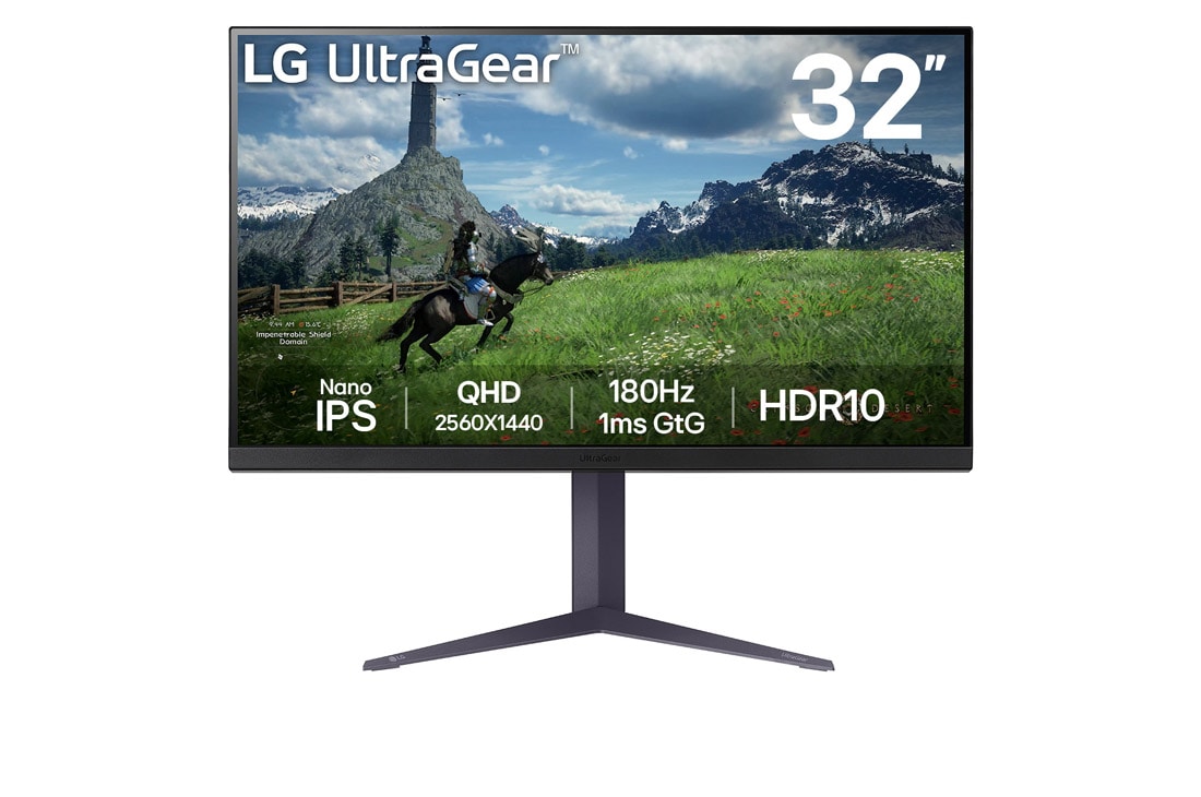 LG Игровой монитор 32'' UltraGear™ QHD Nano IPS LG 32GS85Q-B | 180Hz, вид спереди, 32GS85Q-B