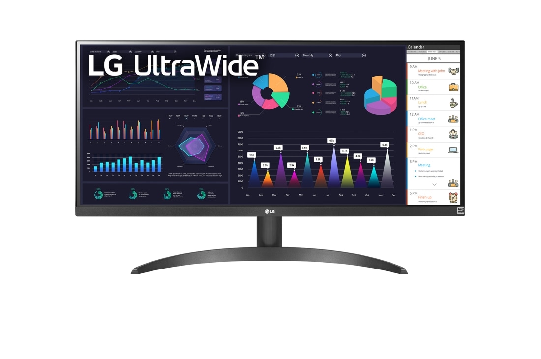 LG Монитор 21:9 UltraWide™ Full HD IPS 29 дюймов с AMD FreeSync™, вид спереди, 29WQ500-B