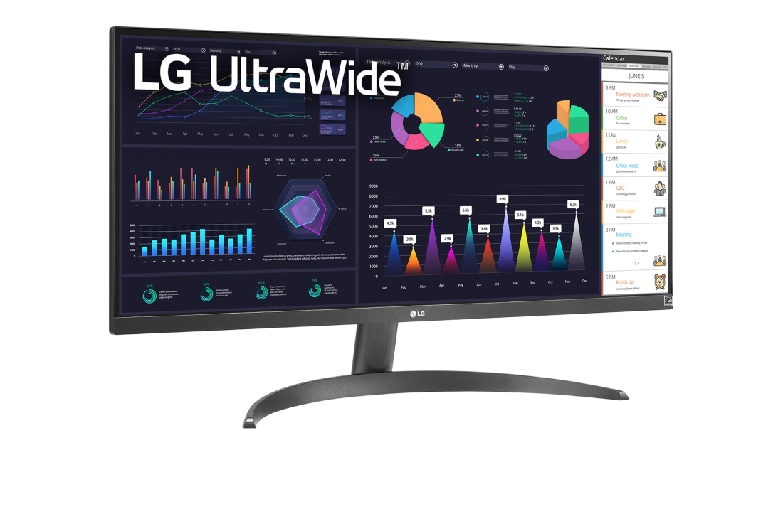 LG 29'' Монитор LG 29WQ500-B 21:9 UltraWide™ Full HD IPS с AMD FreeSync™, вид сбоку под углом +15 градусов, 29WQ500-B, thumbnail 3