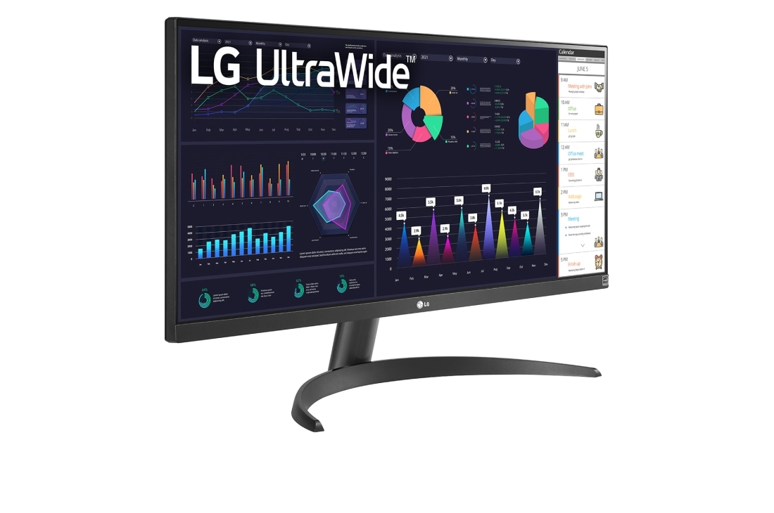 LG 29'' Монитор LG 29WQ500-B 21:9 UltraWide™ Full HD IPS с AMD FreeSync™, вид сбоку под углом +30 градусов, 29WQ500-B, thumbnail 4