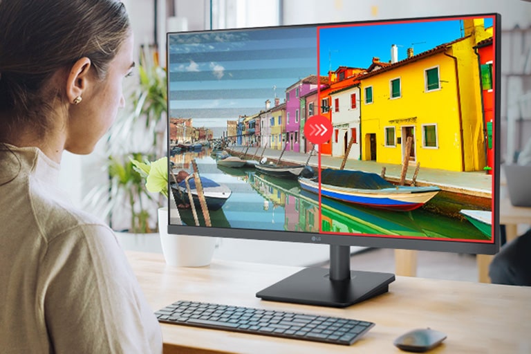 Сравнительное изображение правой стороны с применением функции «Отсутствие мерцания» и левой стороны без применения функции «Отсутствие мерцания».	