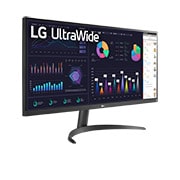 LG 34'' Монитор LG 34WQ500-B 21:9 UltraWide™ Full HD IPS с AMD FreeSync™, Вид сбоку под углом +45 градусов, 34WQ500-B, thumbnail 4