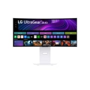 LG 34-дюймовый изогнутый игровой смарт-монитор LG UltraGear™ OLED 240Hz WQHD | webOS 0.03ms (GtG), 240Hz, DisplayHDR True Black 400, вид спереди, 34GX90SA-W, thumbnail 1