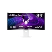 LG 39-дюймовый изогнутый игровой смарт-монитор LG UltraGear™ OLED 240Hz WQHD | webOS 0.03ms (GtG), 240Hz, DisplayHDR True Black 400, вид спереди, 39GX90SA-W, thumbnail 1