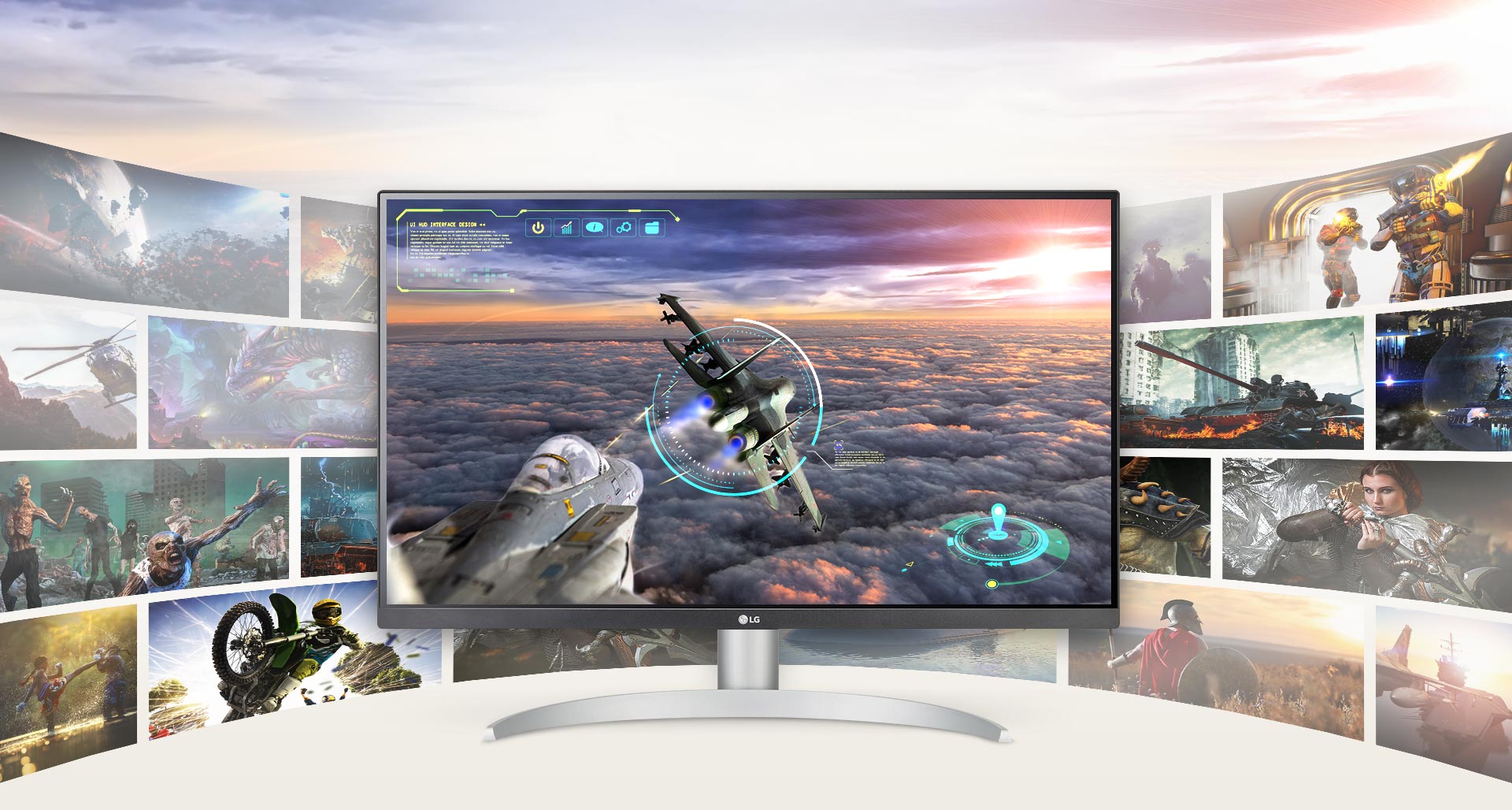 Игровая сцена с исключительной чёткостью и детализацией на дисплее LG UHD 4K.