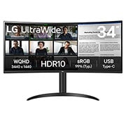 LG 34'' изогнутый монитор LG 34WR55QK-B UltraWide QHD с USB Type-C™, вид спереди, 34WR55QK-B, thumbnail 1
