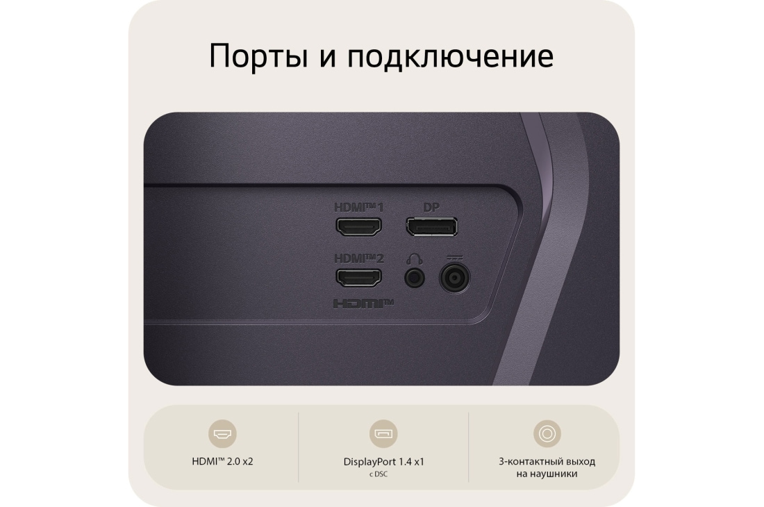 LG 32-дюймовый игровой монитор UltraGea™ G6 QHD 200 Гц, Вид сзади на игровой монитор с портами подключения, включая два входа HDMI™&nbsp;2.0 и два порта DisplayPort&nbsp;1.4 с поддержкой DSC., 32G620B-B, thumbnail 9
