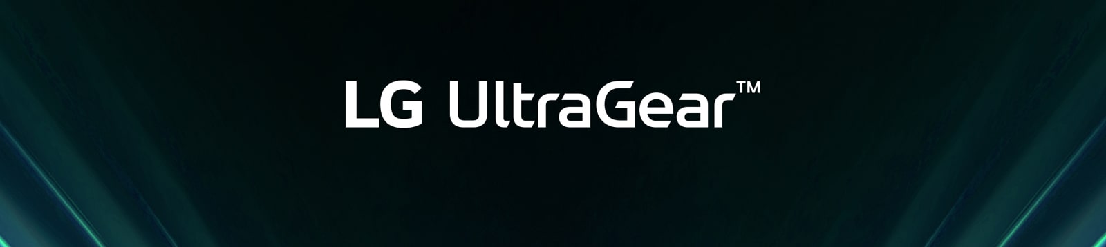Логотип UltraGear™ в футуристическом интерьере с неоновым освещением.