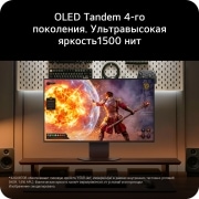 LG 32-дюймовый LG UltraGear evo GX8, первый в мире 32'' игровой монитор 4K OLED с ИИ-масштабированием, Игровой монитор LG UltraGear 32GX870B на рабочем столе: сравнение с монитором без технологии OLED подчеркивает более глубокий черный цвет, точную цветопередачу и улучшенные визуальные характеристики, , 32GX870B-B, thumbnail 8