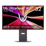 LG 32-дюймовый LG UltraGear evo GX8, первый в мире 32'' игровой монитор 4K OLED с ИИ-масштабированием, Вид спереди на 32-дюймовый UltraGear evo GX8, первый в мире игровой монитор 32" 4K OLED с ИИ-масштабированием (32GX870B), 32GX870B-B, thumbnail 1