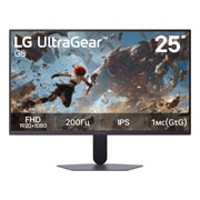 LG 25-дюймовый игровой монитор UltraGear™ G5 с частотой 200 Гц и разрешением FHD, Вид спереди на 25-дюймовый игровой монитор LG UltraGear G5, оснащенный IPS-дисплеем с разрешением FHD (1920×1080), с частотой обновления 200 Гц и временем отклика 1&nbsp;мс (серый к серому), что подчеркива, 25G523B-B, thumbnail 2