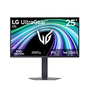 LG 25-дюймовый игровой монитор UltraGear™ G5 с частотой 300 Гц и разрешением FHD, This image shows the front view of the LG UltraGear G5 25-inch gaming monitor, featuring IPS display with FHD (1920×1080) resolution, a 300Hz refresh rate, and 1ms (GtG) response time, emphasizing fas, 25G550B-B, thumbnail 1
