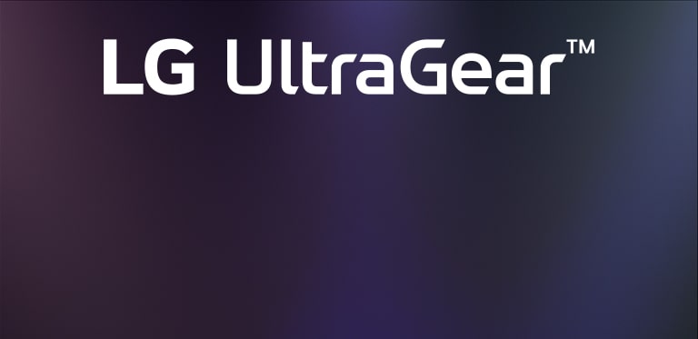 Логотип UltraGear™ в футуристическом интерьере с неоновым освещением.