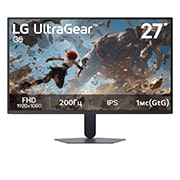 LG 27’’ игровой монитор LG UltraGear™ G5 с частотой 200&nbsp;Гц и разрешением FHD, Вид спереди на 27-дюймовый игровой монитор LG UltraGear G5 с дисплеем IPS, разрешением FHD (1920×1080), частотой обновления 200 Гц и временем отклика 1 мс (серый к серому), на котором отображается игр, 27G523B-B, thumbnail 2